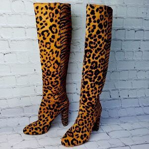 NWOB Antonio Melani Leather Animal Print Fur boots